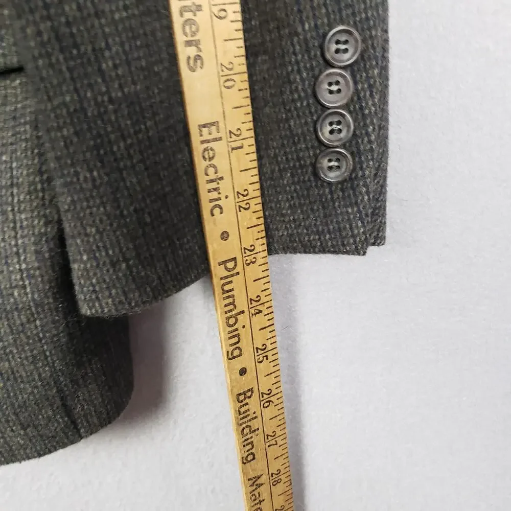 Robert Stock Men's Size 38S Knit Blazer Jacket Brown Blue Wool Camel Hair Career